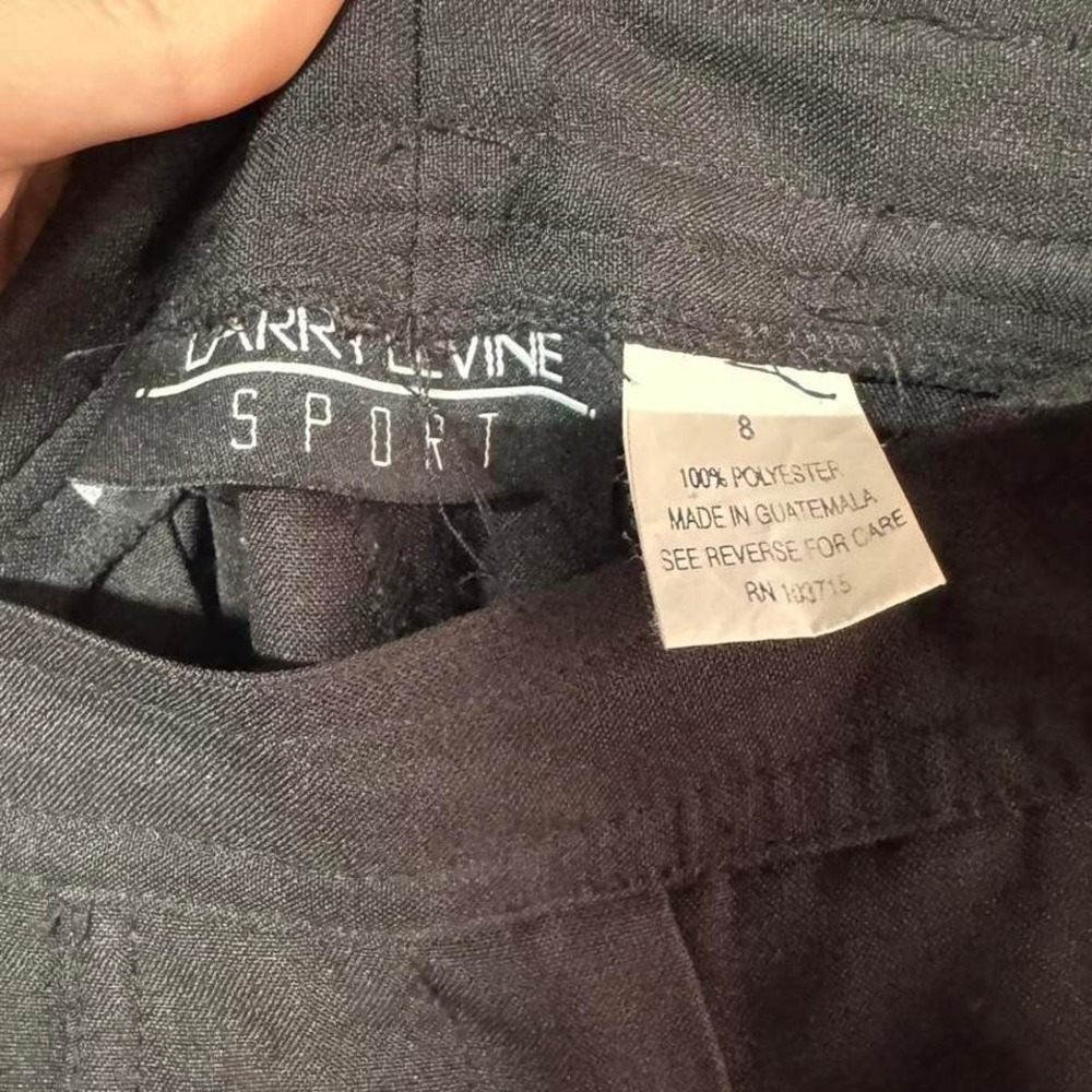 Vintage 90s Black Trousers Women's Size 8 Larry Levine Sport High Rise Pleated - Picture 3 of 7